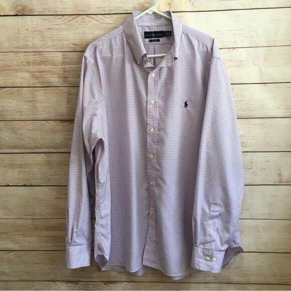 RALPH LAUREN EASY CARE LONG SLEEVE SHIRT IN PINK AND BLUE CHECKS - Picture 1 of 6